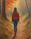 Placeholder: Painting of a girl in an autumn forest, oil pastel style, fine detail, by Thomas Kinkade