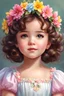 Placeholder: a painting of a little girl with a flower crown on her head, portrait of Shirley Temple, realistic cute girl painting, realistic anime style at pixiv, kawaii realistic portrait, realistic anime art style, realistic anime artstyle, fairy cgsociety, carlos ortega elizalde, realistic anime 3 d style, detailed portrait of anime girl, semirealistic anime style, photorealistic anime girl render