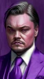 Placeholder: leonardo dicaprio look a like portrait ultra realistic in suit, purple colors