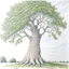 Placeholder: tree, colored pencil drawing, realistic, serene, landscape, detailed