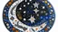 Placeholder: A white moon with stars designed in Australian aboriginal art painted by the Limbourg brothers