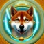 Placeholder: shiba inu swimming in a pool of heavenly orbs