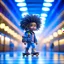 Placeholder: cute happy hairy chinese futuristic afro punk chat robot with skateboard photo shoot in big train hall, 8k, downlight, soft light, depth of field, photo realism, trending on art station, high detail, smoke and fog