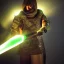 Placeholder: Detailed photo of a duster wearing hero, sword wielding,intricate Glowing d20