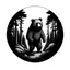 Placeholder: Sticker design on white background, Teddybear walking in a forest, in Gustave Dorè art style, side light, high details, photorealistic, monochrome, black and white