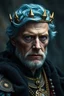 Placeholder: a old king with short deep sea blue hair and deep blue eyes