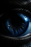 Placeholder: a male eye with prominent blue iris and reptilian pupil, gothic, darkness