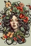 Placeholder: Beautiful Medusa with flowers and butterfly