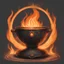 Placeholder: Nobal Alinor Brazier with a burning orange flame that stares into your soul, in symbolism art style