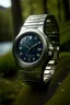 Placeholder: Generate a realistic image of the Patek Philippe 5711P watch in an outdoor adventure setting. Showcase the watch being worn during activities such as hiking, camping, or exploring nature. Emphasize realistic lighting and reflections to convey the watch's durability and elegance in adventurous situations.