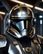 Placeholder: star wars bald male corellian pilot wearing pearlescent black and gunmetal grey First Order special forces armor and helmet with gold trim inside the jedi temple, centered head and shoulders portrait, hyperdetailed, dynamic lighting, hyperdetailed background, 8k resolution, volumetric lighting, light skin, fully symmetric details