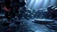 Placeholder: a 3d fractal stage structre made of metallic dark color 3d structures, pertty artistc background,dynamic lights
