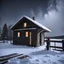 Placeholder: in the North of Canada, an Afro-American man stands on the edge of the roof of his isolated house in the dark among the rare snowflakes just before a snowstorm hits. He attaches plank plates to the roof to reinforce it, bracing for the impending storm. The dark cold air bites at his skin, the wind howling ominously, as he works diligently to secure the roof under the blinking light of an old flashlight in the blizzard.