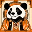 Placeholder: stylized panda queen in the style of tarot and art deco, orange and black colours