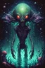 Placeholder: cosmic horror, nightmare, galaxy in eyes with dread, truth, alien underwater, fullbody, 8bits, pixel art,