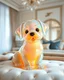 Placeholder: Generate image: Generate image: Generate image: A macro 3D render of a cute, lovely dog entirely of translucent, glossy,colored jelly material. it is sitting on conform in a luxury bedroom ,subsurface scattering and gelatinous texture . High-quality CGI, octane render, 8k resolution, whimsical, adorable, clean composition., in the style of Portraits, in the style of Portraits, 4:3