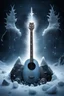 Placeholder: abyss containing rock music instruments in an icy winter with cold sparks flying with John Lennon