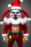 Placeholder: Clown from IT dressed in a santa outfit,high detail, volumetric lighting, tiny features, intricate detail,volumetric clouds