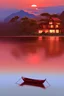 Placeholder: A charming villa, crimson sunset, a lone rowboat.