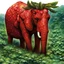 Placeholder: fantasy 90's tcg art of red strawberry elephant