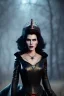 Placeholder: portrait of shae marks as evil queen in black leather gown, leather, angry, stern look, volumetric lighting, particales,highly detailed,cinematic, deep colours,8