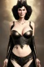 Placeholder: Lena Headay as evil queen in black leather, busty, cleavage, voluptuous, lena headay, angry, stern look. character design by cory loftis, fenghua zhong, ryohei hase, ismail inceoglu and ruan jia. unreal engine 5, artistic lighting, highly detailed, photorealistic, fantasy