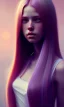 Placeholder: girl, cute, beautiful, long hair, head and shoulders portrait by Greg Rutkowski, purple hair