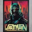 Placeholder: catman rebel retro futuristic cyberpunk poster