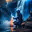 Placeholder: the last yoga ninja throwing smoke bomb into waterfall, 8k, down-light, soft light, depth of field, photo realism, trending on art station, high detail