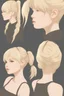 Placeholder: blond Pixie-Cut, Choppy Pixie Ponytail, Braided ponytail (Japanese:caucasian:american)