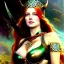 Placeholder: portrait 'beautiful Sexy Busty Redhead Sif',braided long hair,horned helmet, celtic tattoed,crystal clear green eyes,painting by gaston bussiere, greg rutkowski, yoji shinkawa, yoshitaka amano, tsutomu nihei, donato giancola, tim hildebrandt, oil on canvas, cinematic composition, extreme detail,fit full head inside picture,32k