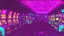 Placeholder: A dark photo of the corners of an 80's aesthetics arcade at night, with a lot of functioning arcade machines, a vaporwave floor and some colorful tiles in between the floor. Purple aesthetics.