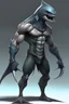 Placeholder: urban humanoid muscular half-shark thresher shark