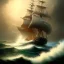 Placeholder: frank frazetta style, pirate ship, ocean, storm, night, sea monster