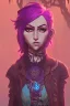 Placeholder: steampunk elf in a neon dystopian forest