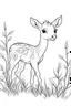 Placeholder: outline art for Fawn in a Meadow coloring pages with sitch, white background, Sketch style, full body, only use outline, toddlers style, clean line art, white background, no shadows and clear and well outlined.