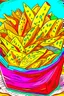 Placeholder: EASY DRAW TO COLORING OF FOOD A BAG OF CHIPS, CARTOON STYLE, LOW DETAILS, THICK LINES, NO SHADING