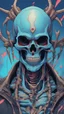 Placeholder: a close up of a person with a skull on their head, blue and black colors, anime skull portrait man, scary detailed art in color, hiroyuki-mitsume takahashi, nychos art aesthetic, half man half skeleton, anime cyberpunk art, colored manga art, rossdraws pastel vibrant, cold colors. insanely detailed, beautiful anime portrait, stunning anime face portrait, scary art in color