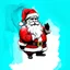 Placeholder: Prompt: "A charcoal and watercolor minimalist abstract art piece of a Santa Claus . The background is a soft blue."