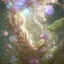 Placeholder: one big crystal subtle flower in a galactic ambiance with a beautiful fairy, transparent petals, delicate colors, in the foreground, full of details, smooth，soft light atmosphere, concept art, smooth, extremely sharp detail, finely tuned detail, ultra high definition, 8 k, unreal engine 5, ultra sharp focus