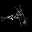 Placeholder: Striking one line art design featuring a side view of a Doberman dog and a man's raised hand in friendly fist bump. The man's arm is isolated, it emphasizes the bond and connection between the two. The Doberman has an affectionate expression. Intense black background. Simple but powerful design, symbolizes the connection between humans and pets