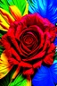 Placeholder: wallpaper art image extremely detailed 4K with royal blue, red rose, and bright yellow color