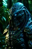 Placeholder: Predator, jungle, (Armored Blue skin cracked:1.4), hdr, (intricate details, hyperdetailed:1.16), whole body, piercing look, cinematic, intense, cinematic composition, cinematic lighting, color grading, focused, (dark background:1.1), hdr, hd