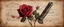 Placeholder: Hyper realistic red rose on a vintage paper with harmonica instrument & musical notes