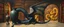 Placeholder: master oil painting by Escher and Giger, glaring vases and black humanoid dragon and hidden golden dragon inside library