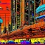 Placeholder: cyberpunk retro futuristic for comics from far away in orange