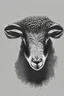 Placeholder: Drawing a face from the front of a black lamb head outline. Abstract front image and transparent background