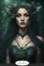 Placeholder: Dark burgundy red hair, elven crown, roses emerald, Water lilies, long hair,lotus ,night, Fairy princess rapunzel hair ,queen crown, dragonflies fireflies ,elven tiara ,flowers, fairy wings, gothic, red ,fairy crown,butterflies