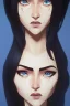 Placeholder: Black haired goddes with blue eyes, Caucasian