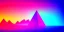 Placeholder: 3d rendering. Abstract futuristic neon background. Fantastic landscape with glowing geometric triangular frame and mountains